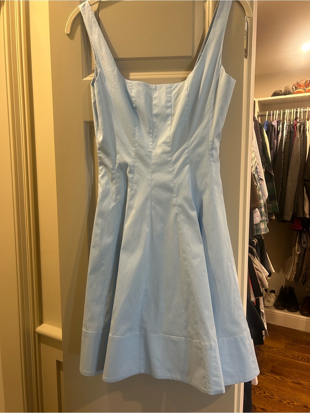 STAUD Sky Blue Dress with Red Brand Tag